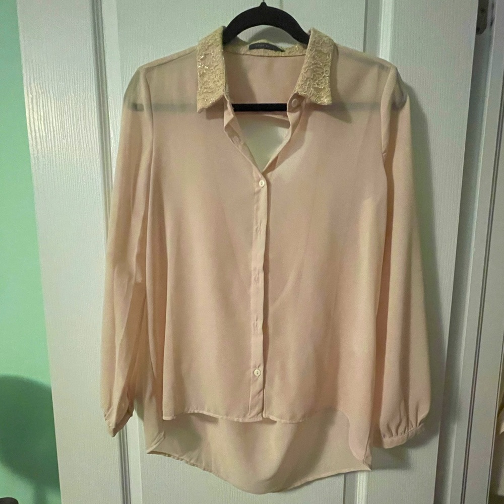Peach flowy Button Up